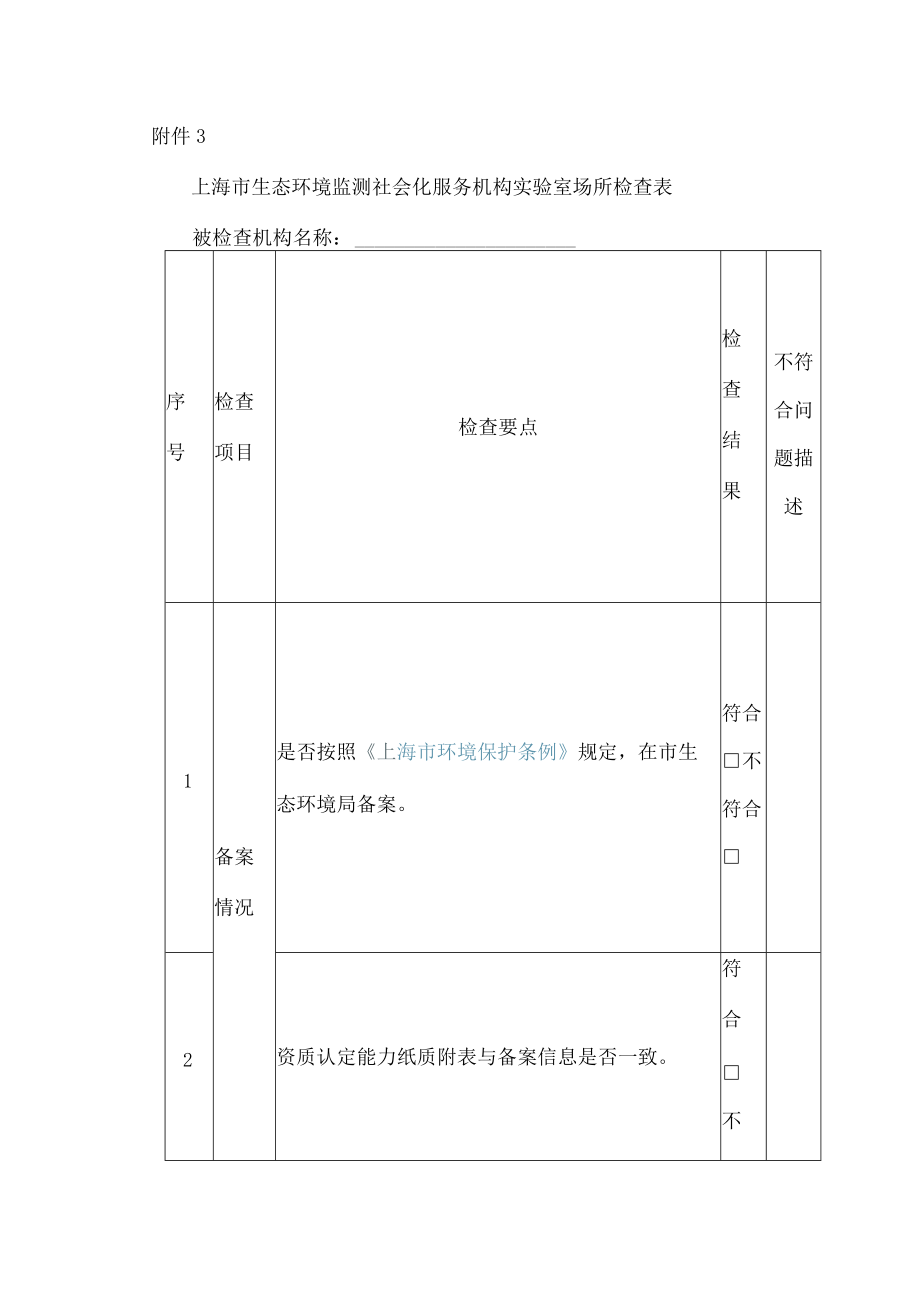 上海市生态环境监测社会化服务机构实验室场所检查表.docx_第1页