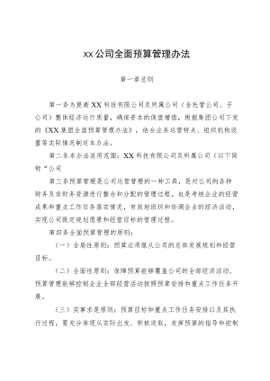 xx公司全面预算管理办法.docx