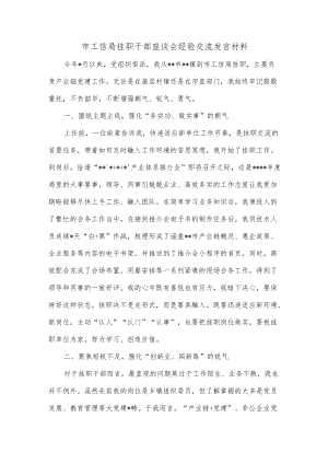 市工信局挂职干部座谈会经验交流发言材料.docx