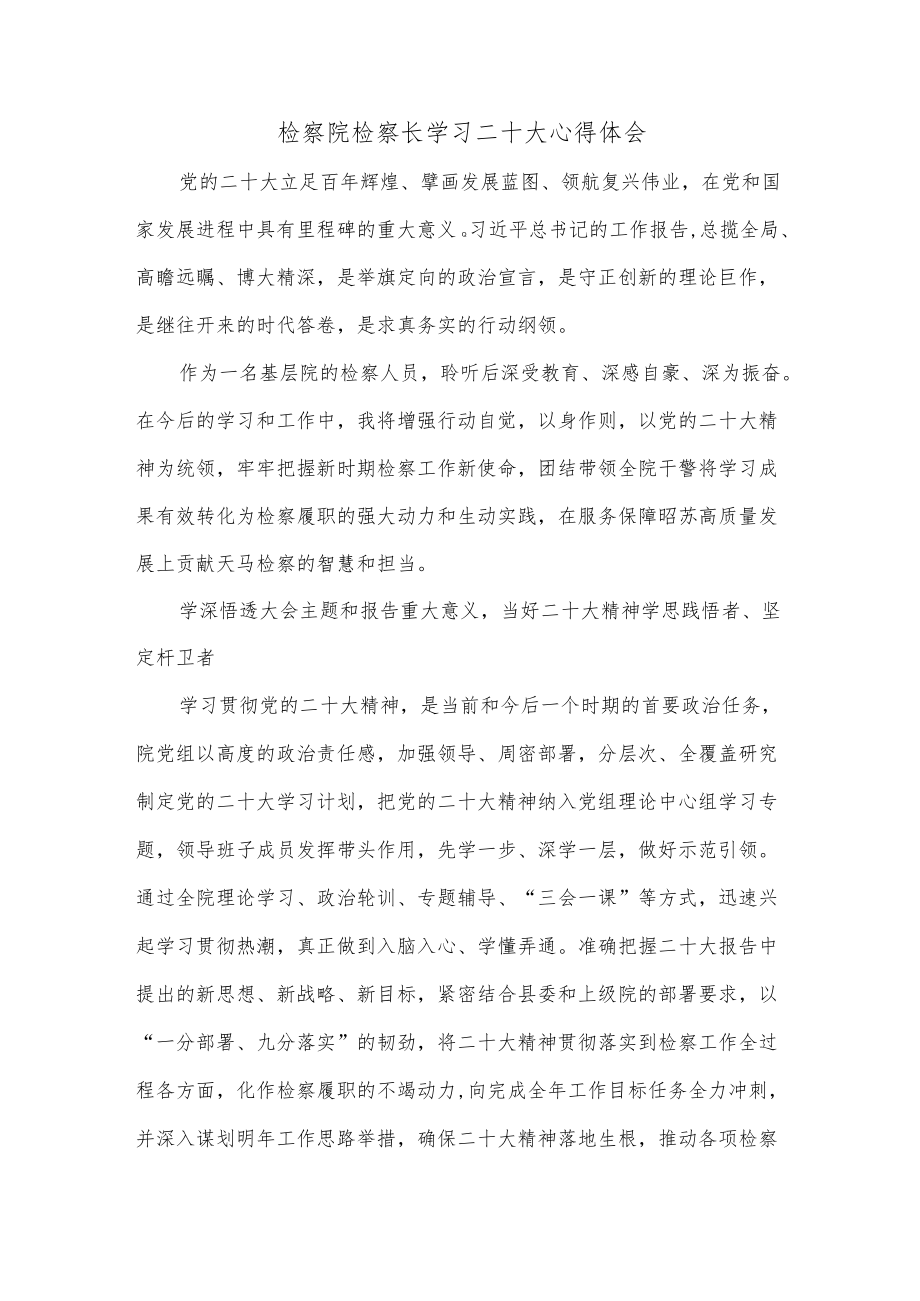 检察院检察长学习二十大心得体会.docx_第1页