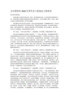 公司领导在2022年青年员工座谈会上的讲话.docx