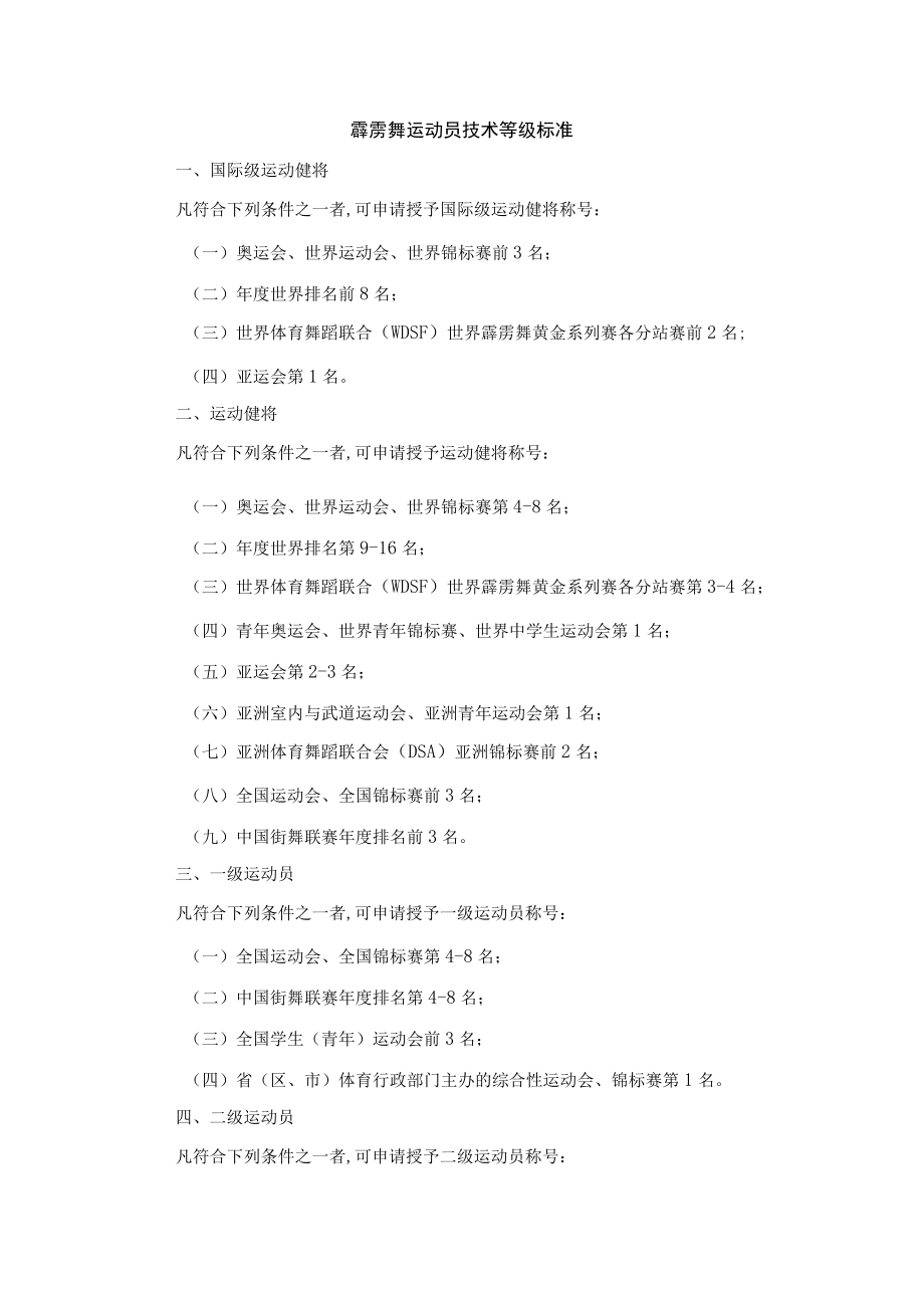 霹雳舞运动员技术等级标准.docx_第1页