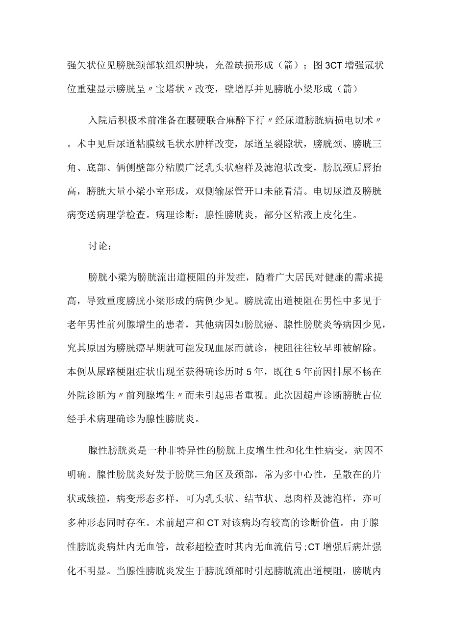 泌尿外科医师晋升副主任（主任）医师病例分析专题报告（腺性膀胱炎至重度膀胱小梁形成）.docx_第3页