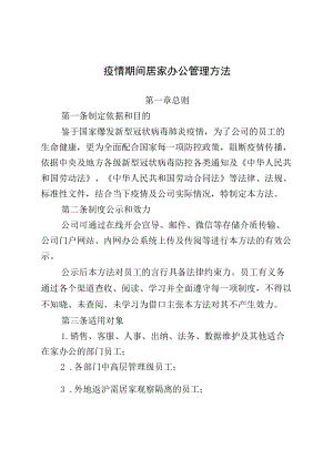 疫情期间居家办公管理办法.docx