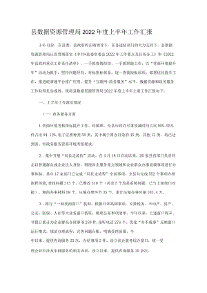 县数据资源管理局2022年度上半年工作汇报.docx