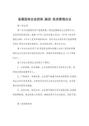 县属国有企业担保、融资、投资管理办法.docx