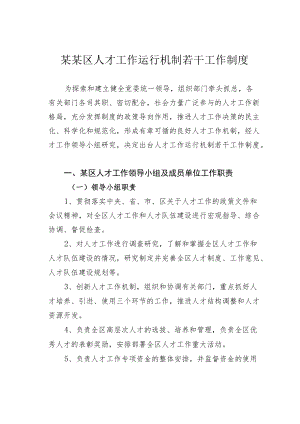 某某区人才工作运行机制若干工作制度.docx