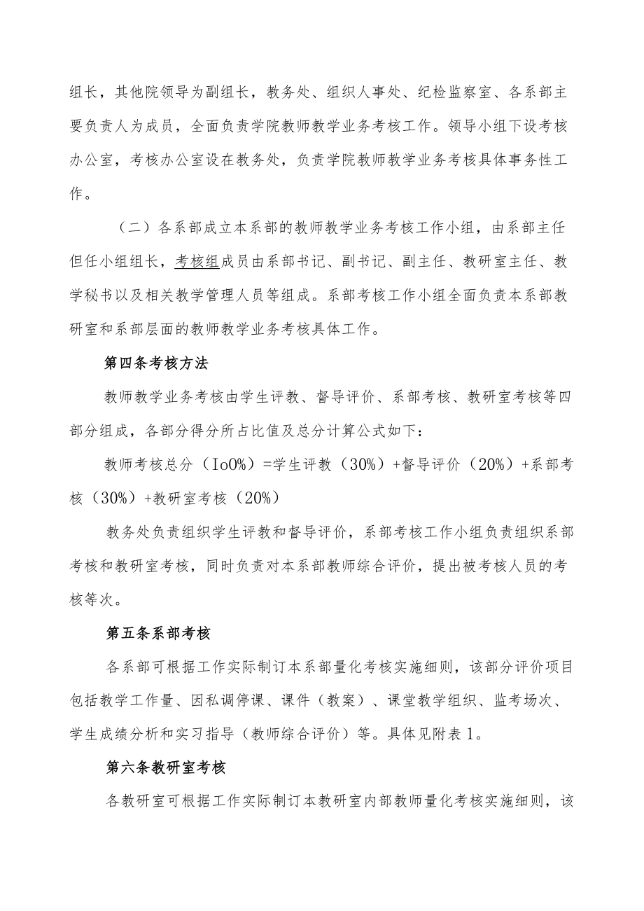 X审计职业学院教师教学业务量化考核管理办法.docx_第2页