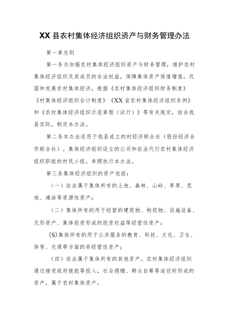 XX县农村集体经济组织资产与财务管理办法.docx_第1页