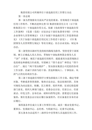 集团有限公司所属单位干部选拔任用工作暂行办法.docx