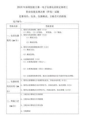 电子仪器仪表检定修理工职业技能竞赛决赛样题.docx