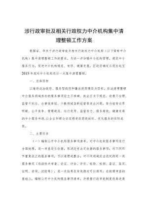 涉行政审批及相关行政权力中介机构集中清理整顿工作方案.docx