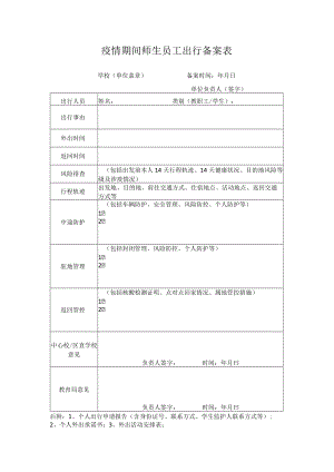 疫情期间师生员工出行备案表.docx