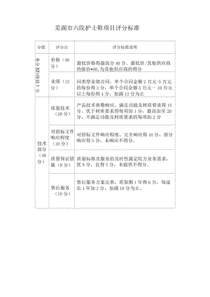 评分标准说明芜湖市六院护士鞋项目评分标准.docx