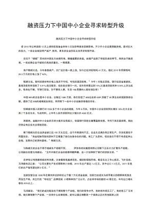 融资压力下中国中小企业寻求转型升级.docx