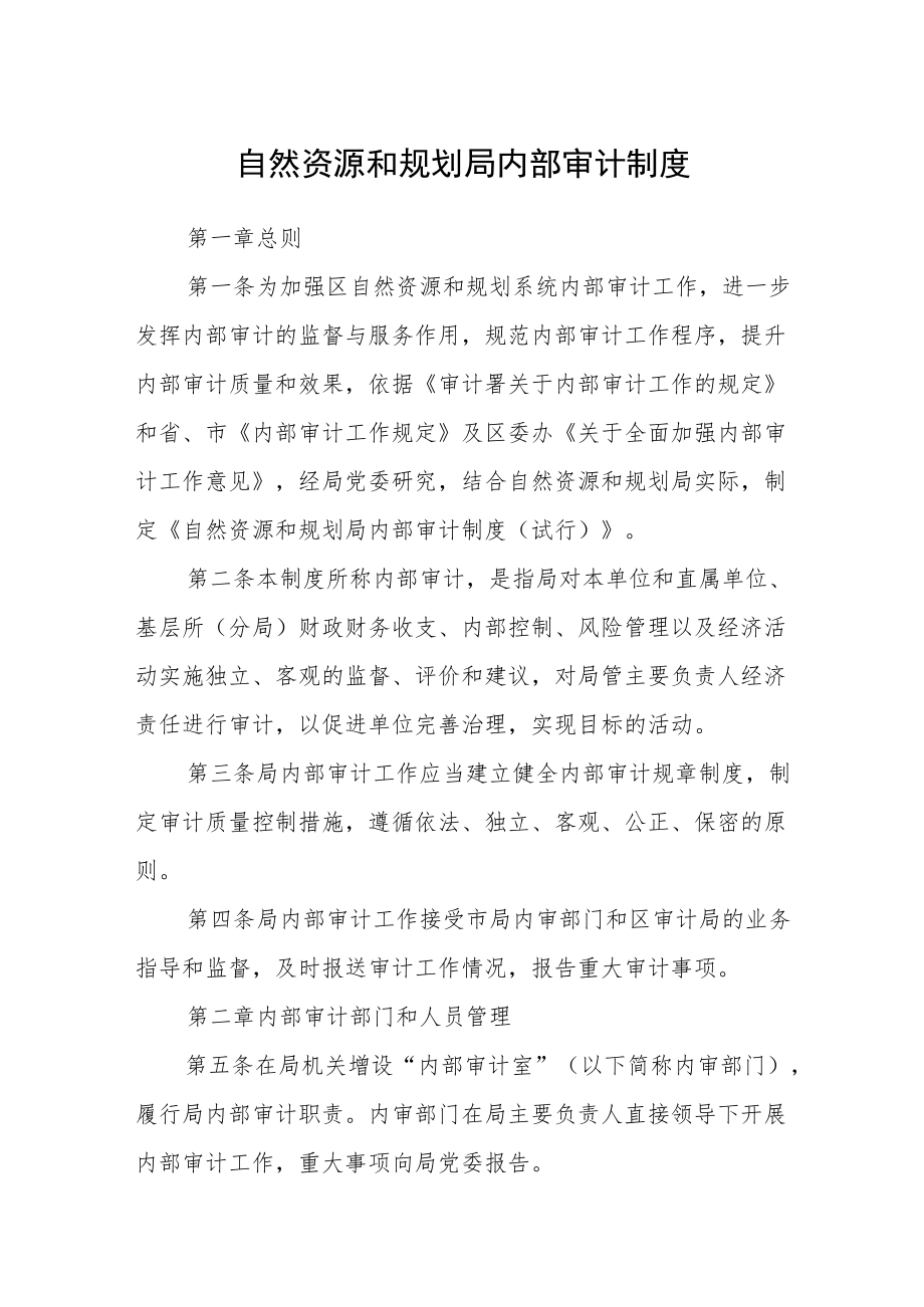 自然资源和规划局内部审计制度.docx_第1页