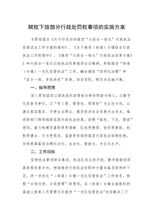 赋权下放部分行政处罚权事项的实施方案.docx