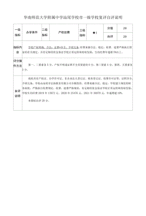 华南师范大学附属中学汕尾学校市一级学校复评自评说明.docx