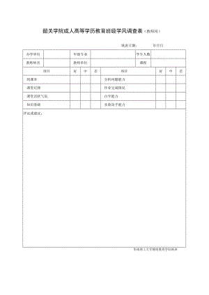 华南理工大学继续教育学院教风调查表.docx