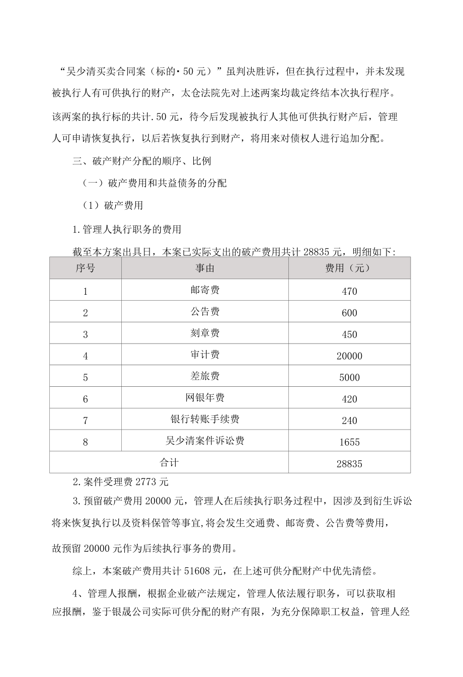 太仓市银晟制衣有限公司破产财产分配方案.docx_第1页