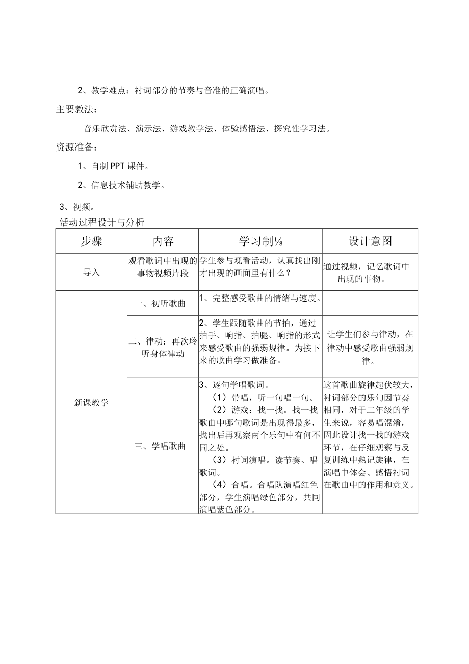 小学音乐 花城版 二年级 《小朋友 爱祖国》 （教学设计）.docx_第2页