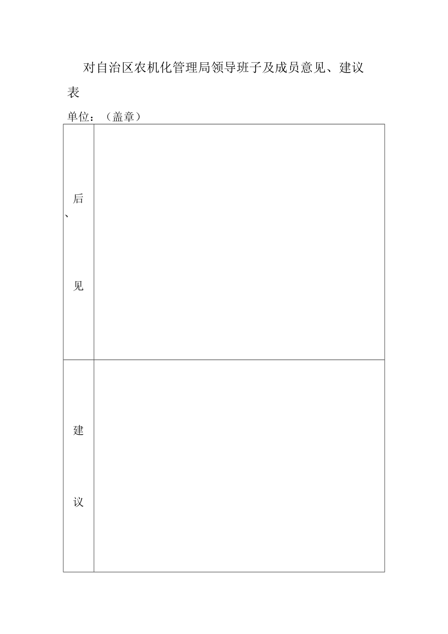 对自治区农机化管理局领导班子及成员意见、建议表.docx_第1页