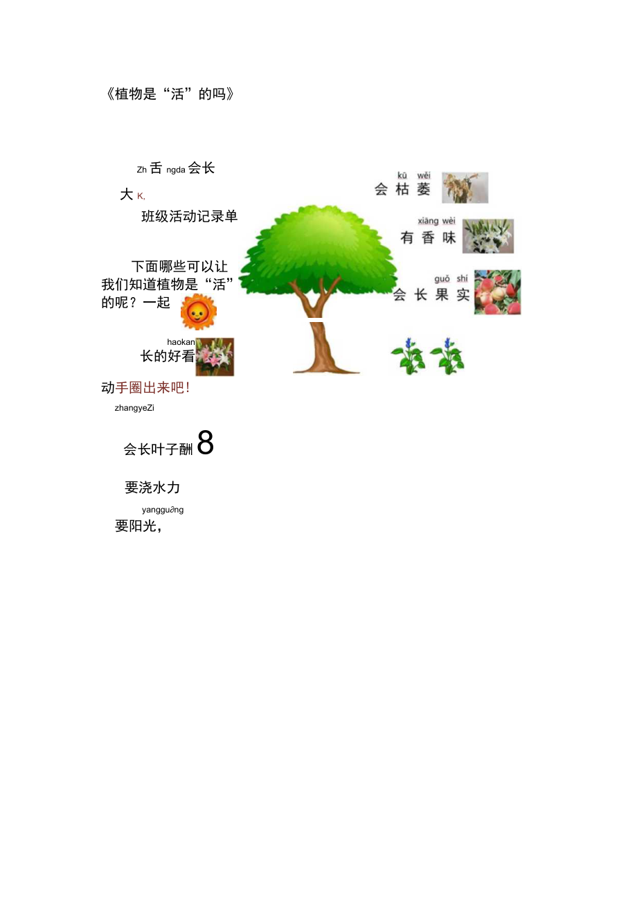 小学科学 教科版 一年级 《植物是“活”的吗》 班级活动记录单.docx_第1页