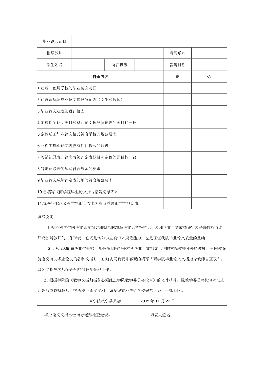 商学院毕业论文文档指导教师自查表.docx_第2页