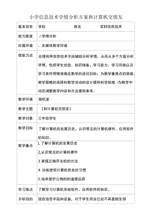 小学信息技术学情分析方案和计算机交朋友.docx