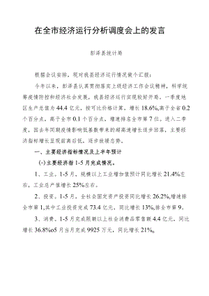 在全市经济运行分析调度会上的发言.docx