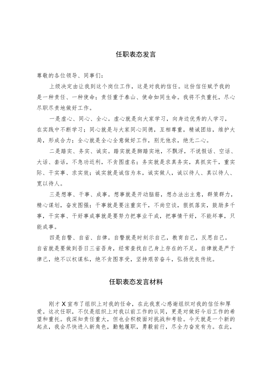 任职表态发言.docx_第1页