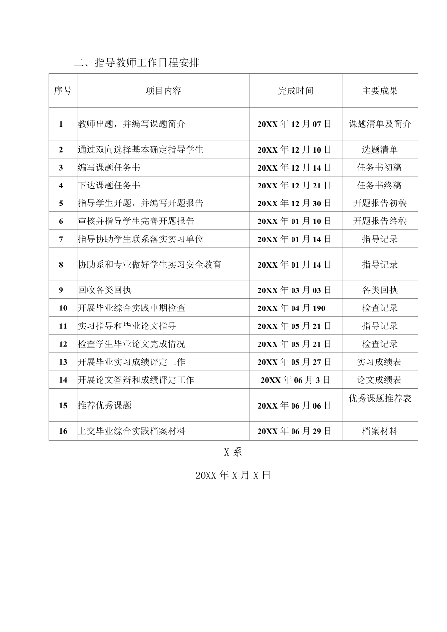 XX警官职业学院X系20XX届毕业生毕业综合实践工作日程安排.docx_第2页