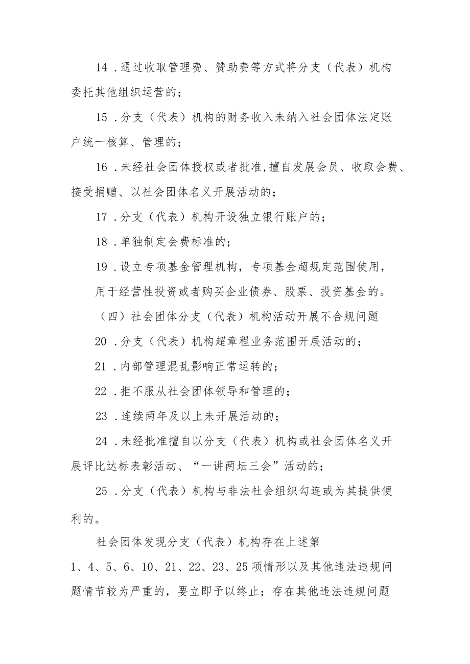 XX县关于开展社会团体分支(代表)机构专项整治行动实施方案.docx_第3页