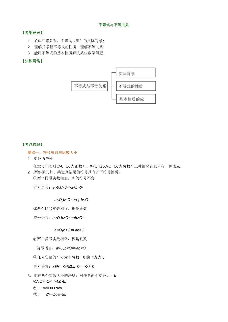 不等式与不等关系知识梳理.docx_第1页