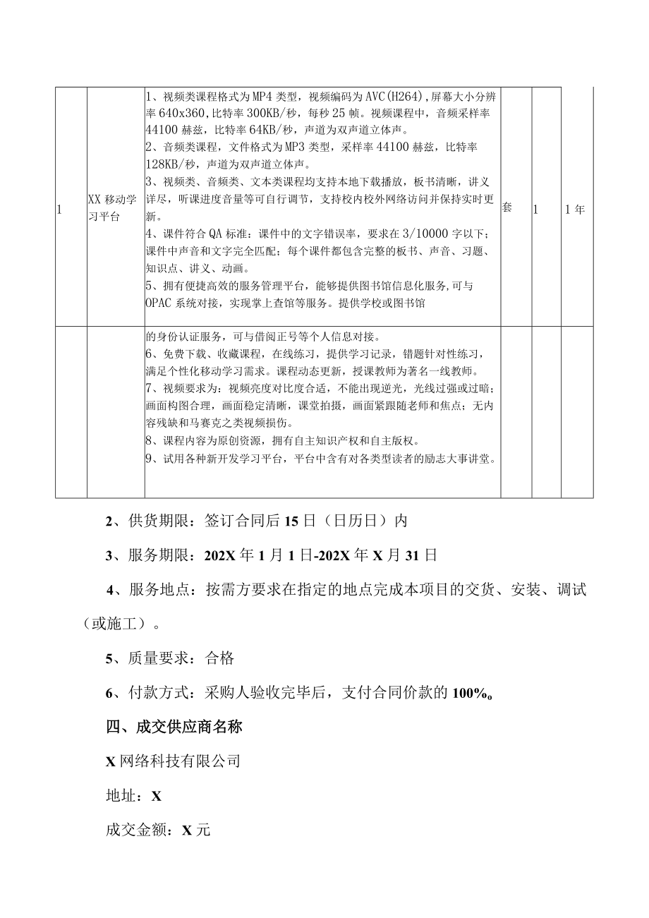 XX理工学院XX移动学习平台采购项目自行采购成交结果公告.docx_第2页