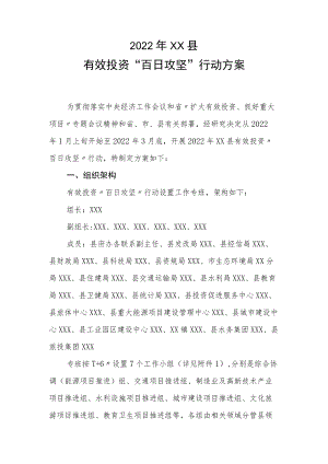 2022年XX县有效投资“百日攻坚”行动方案.docx