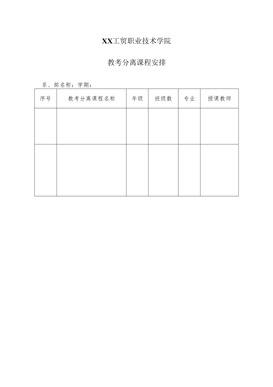 XX工贸职业技术学院教考分离课程安排.docx_第1页