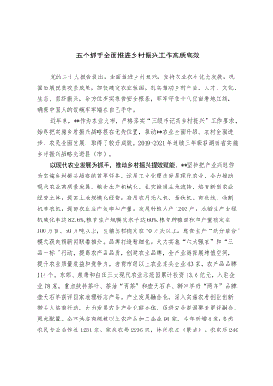 【经验材料】“五个抓手”全面推进乡村振兴工作高质高效.docx