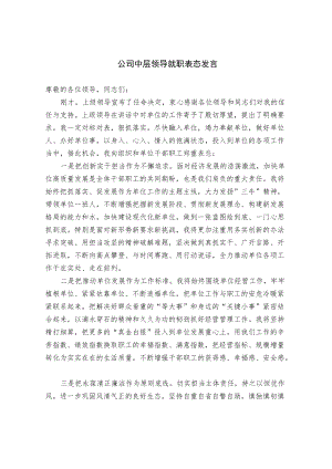 公司中层领导就职表态发言.docx