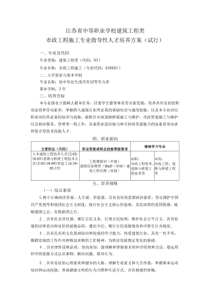 中职建筑工程类市政工程施工专业人培方案（试行）.docx