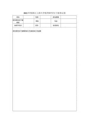 200 －200 年度浙江工商大学优秀研究生干部评审表.docx