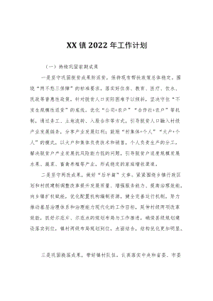 XX镇2022年工作计划.docx