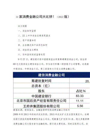 31家消费金融公司大比拼！（2022版）.docx