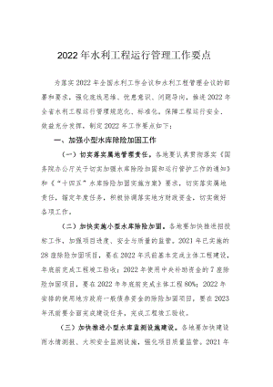 2022年水利工程运行管理工作要点.docx