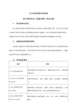 XX师范高等专科学校电子商务专业《技能考核》考试大纲.docx