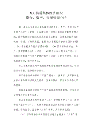 XX街道集体经济组织资金、资产、资源管理办法.docx