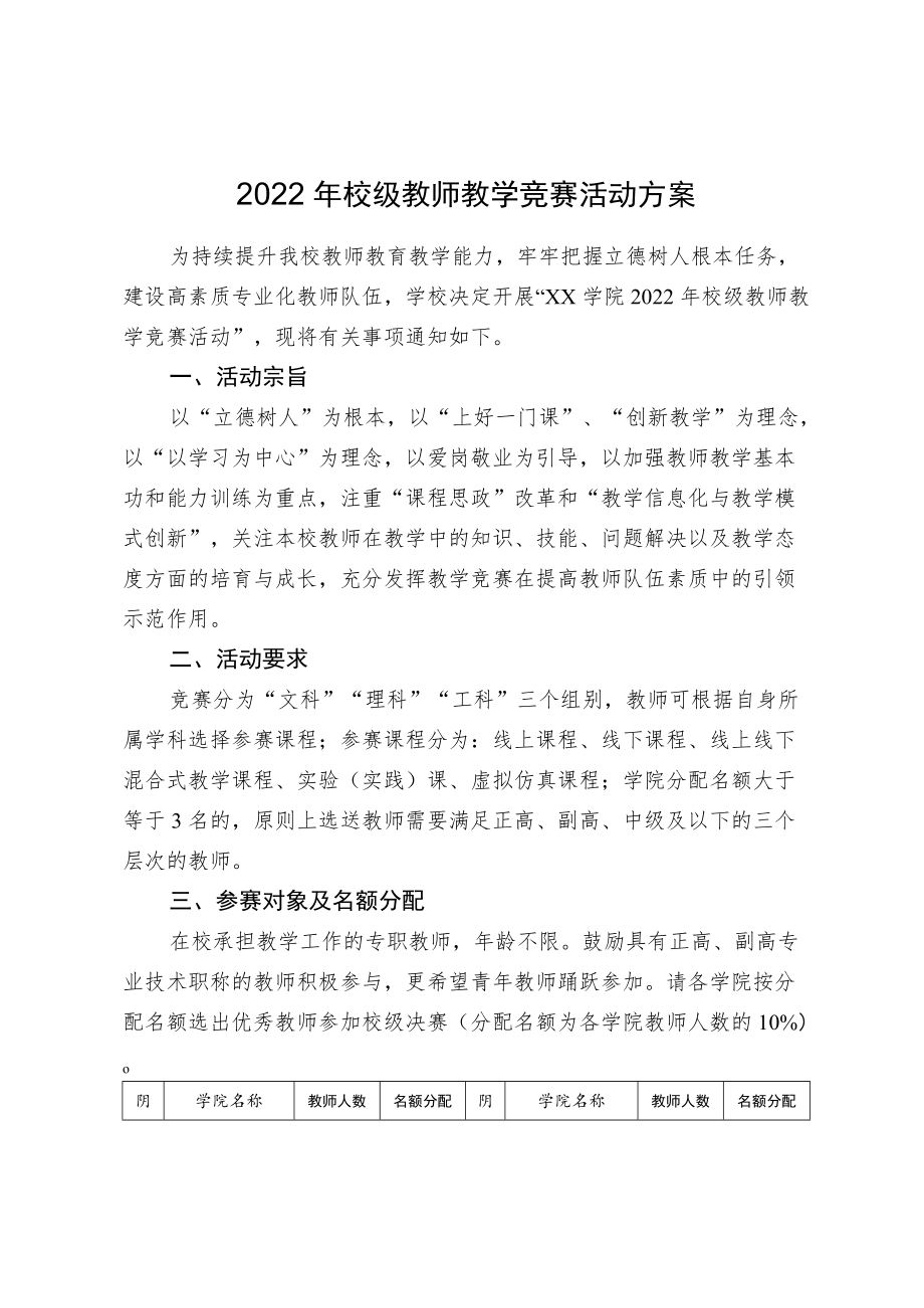 2022年校级教师教学竞赛活动方案.docx_第1页