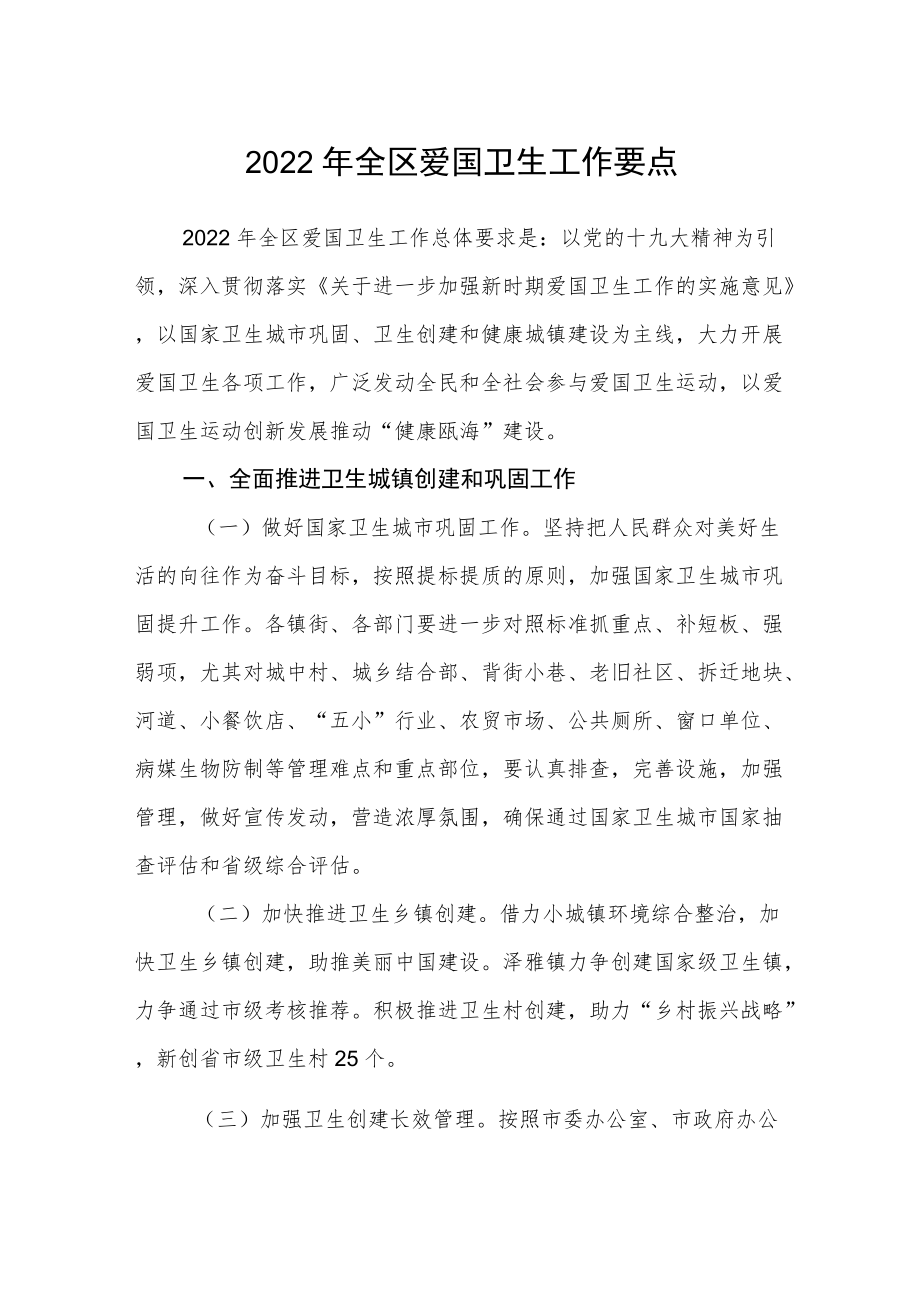 2022年全区爱国卫生工作要点.docx_第1页