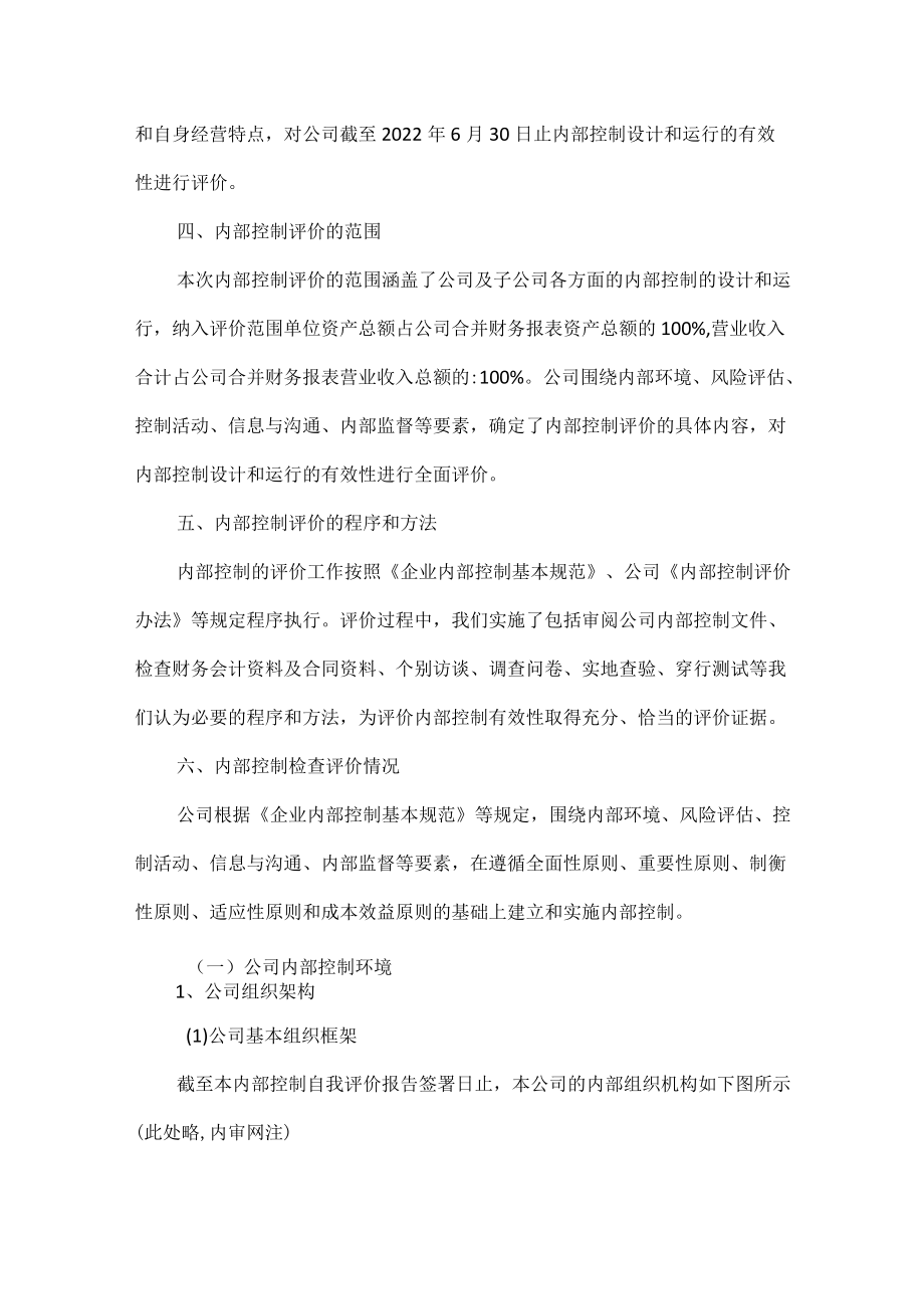 2022年半年度内部控制自我评价报告范文.docx_第2页