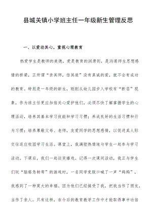 县城关镇小学班主任一级新生管理反思.docx